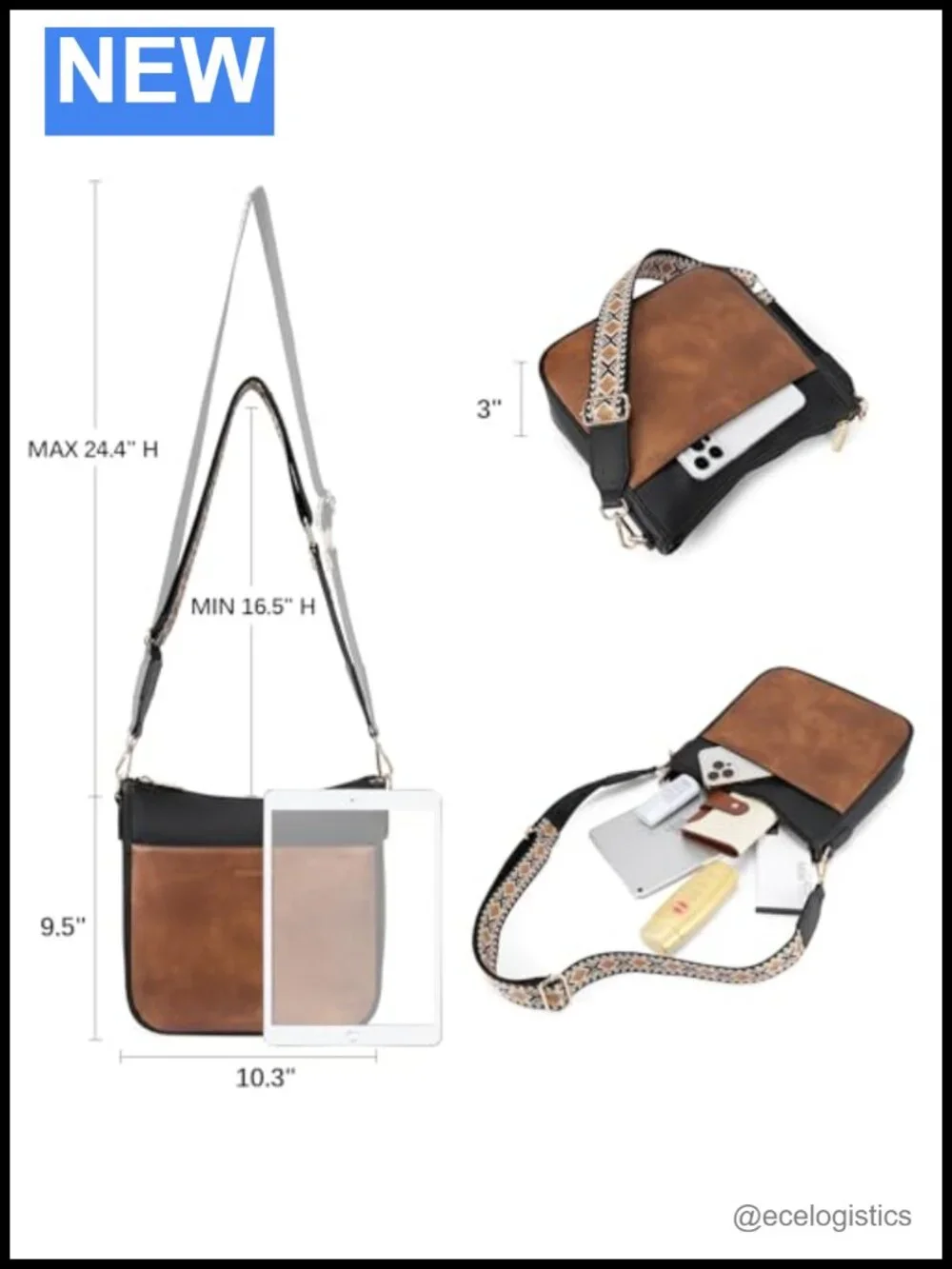Women's Faux Leather Slim Wallet Crossbody Bag with Zipper
